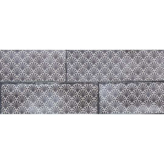 art deco gatsby mintas csempe szurke dekor mintas vintage antikolt koptatott mediterran konyha csempe falburkolat furdoszoba legyezo mintas.jpg